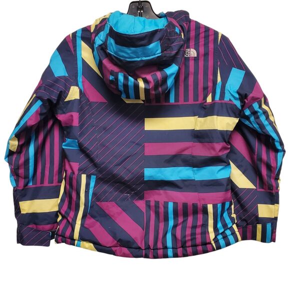 THE NORTH FACE Jacket GIRLS 10-12 Blue Colors Geometric Hooded Full Zip HYVENT - Picture 9 of 11
